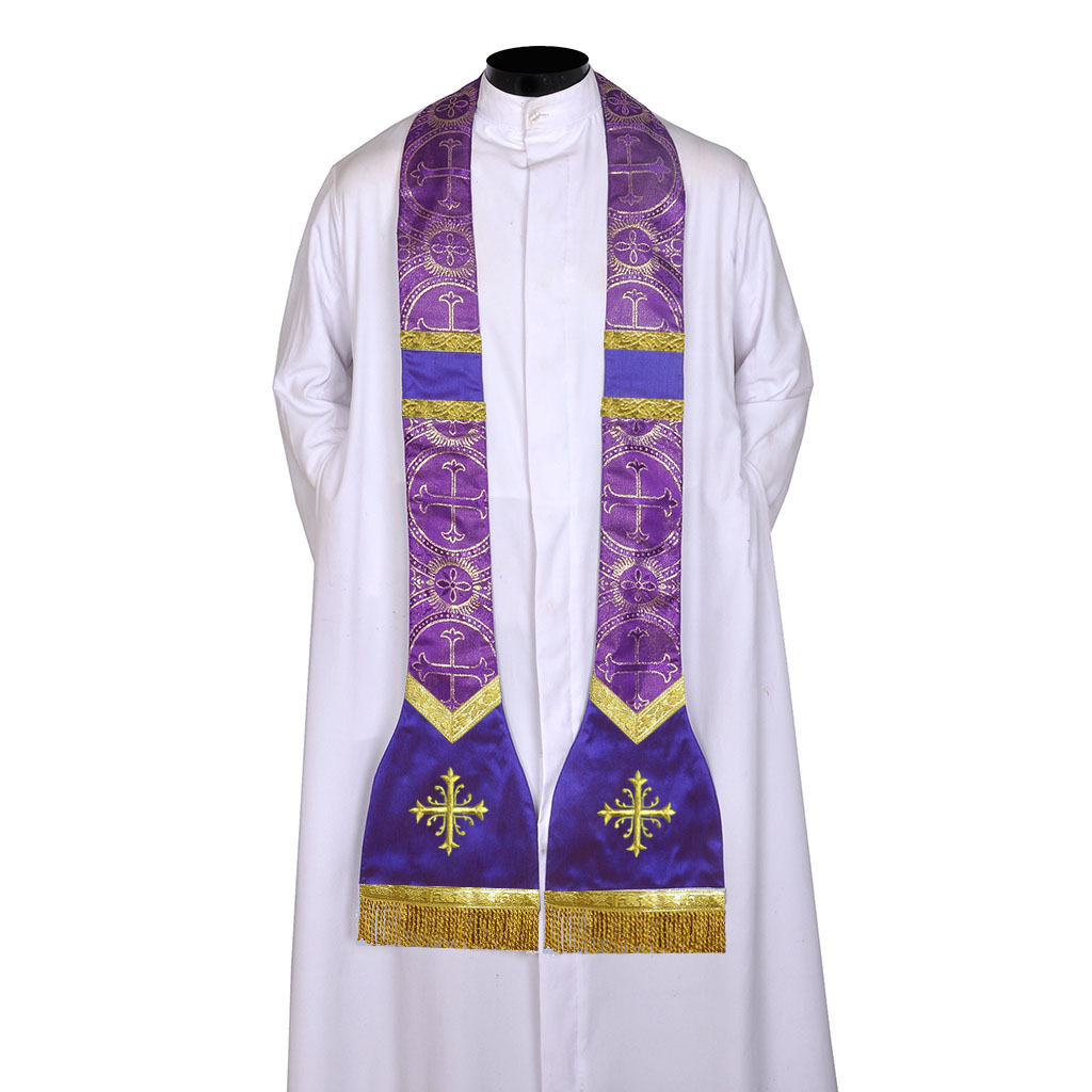 Priest Stoles Purple - Priest Stole - Roman Model - Latin Mass