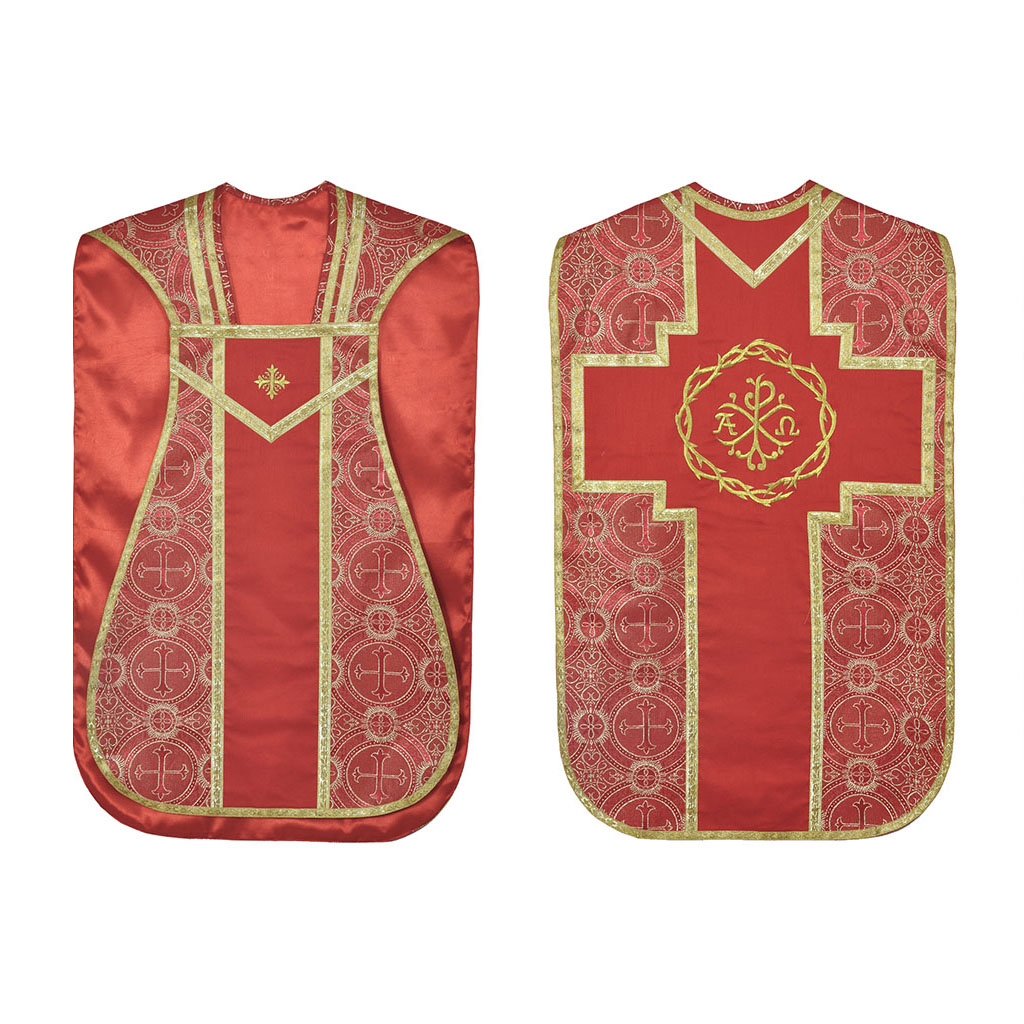 Fiddleback Chasubles Red Fiddleback Chasuble & Low Mass Set