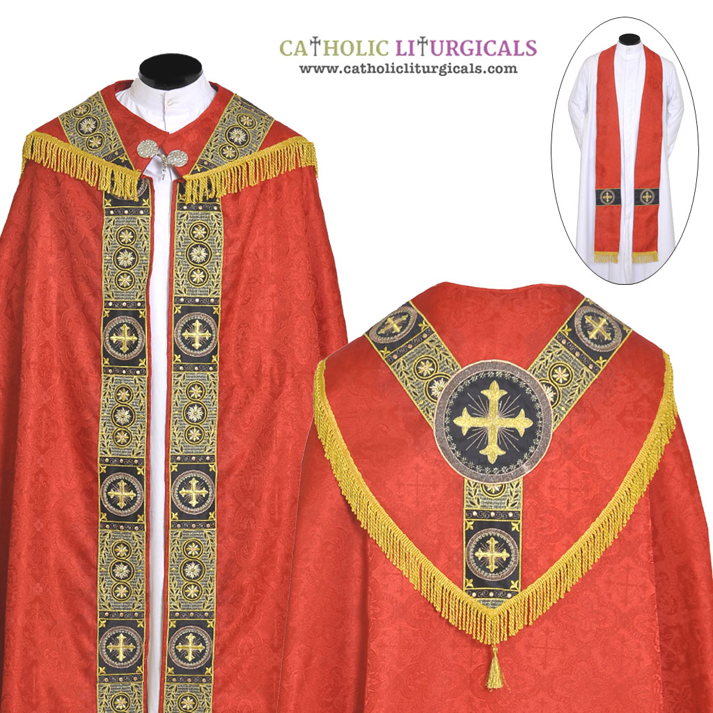 Lenten Offers Red Cope & Stole Set - Embroidery Orphreys