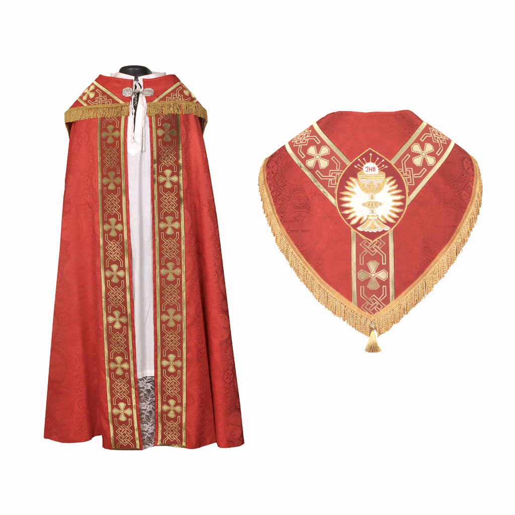 Cope Vestment Red Cope & Stole Set Chalice