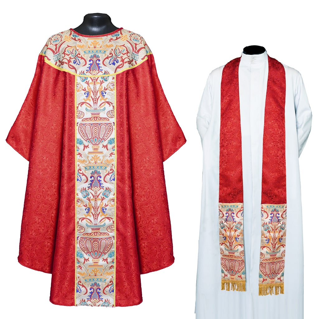 Gothic Chasubles Red Gothic Chasuble with Coronation Tapestry