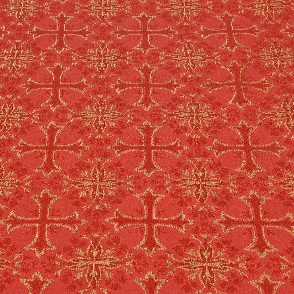 Fabrics Cross Designed Brocade Fabric : Red