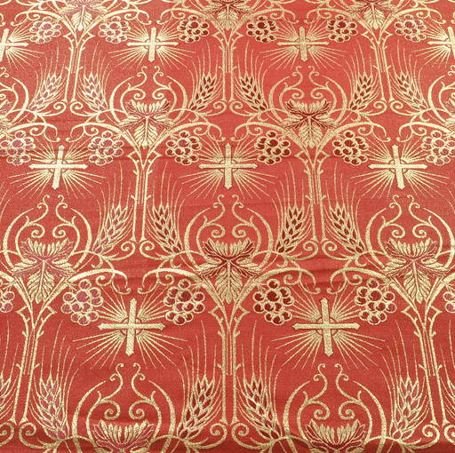 Fabrics Cross Designed Brocade Fabric: Red