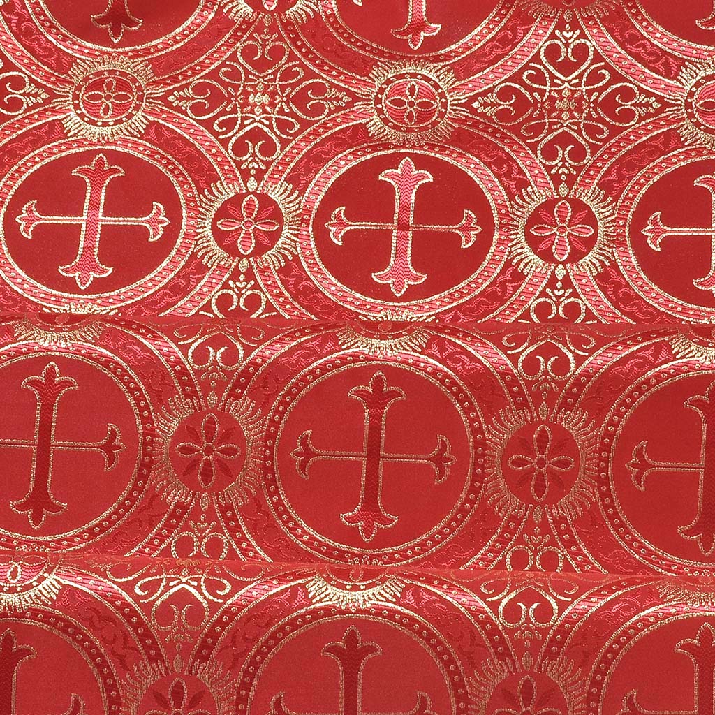 Fabrics Cross Designed Brocade Fabric: Red n Gold