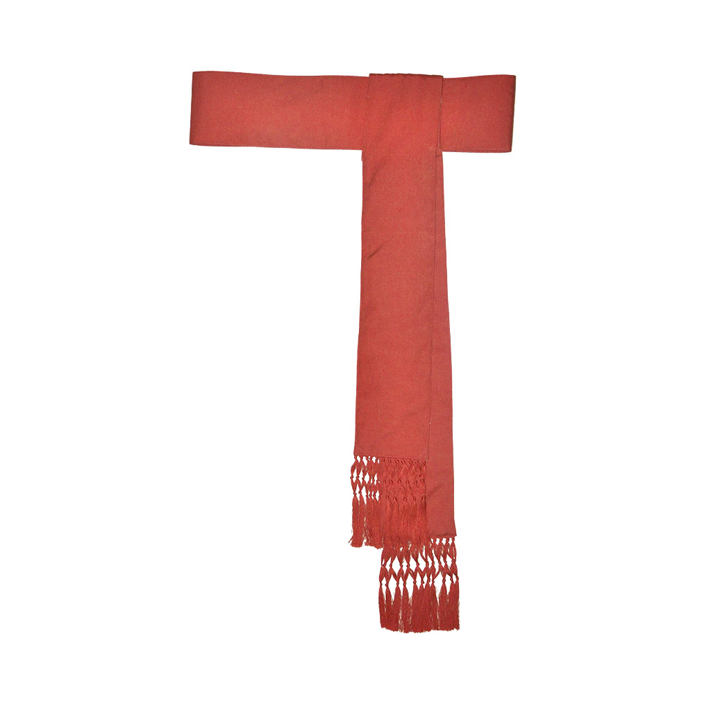 Fascia (Band Cincture) Red Fascia Sash with Fringes