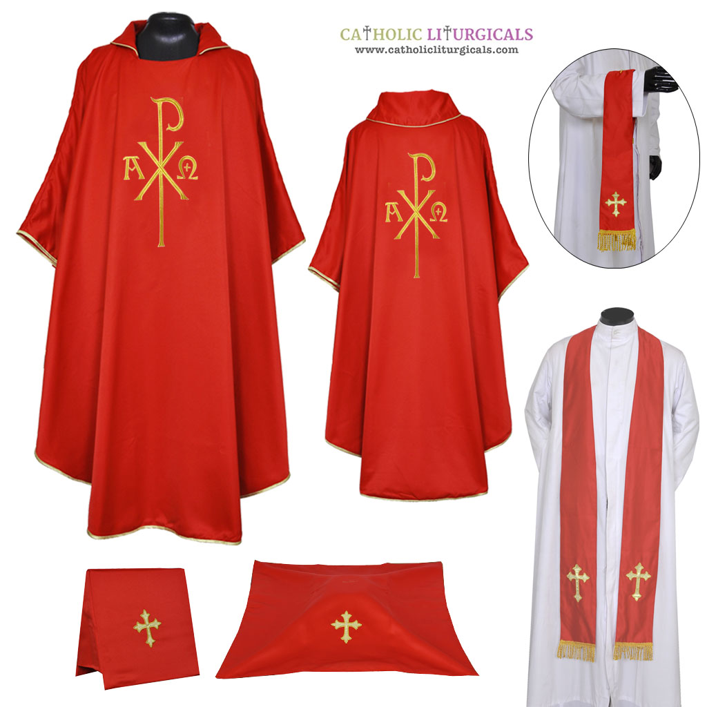 Gothic Chasubles Red Gothic Vestment & Mass Set