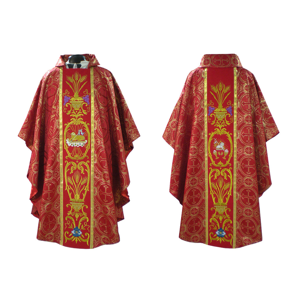 Gothic Chasubles Metallic Red Gothic Vestment & Stole Set