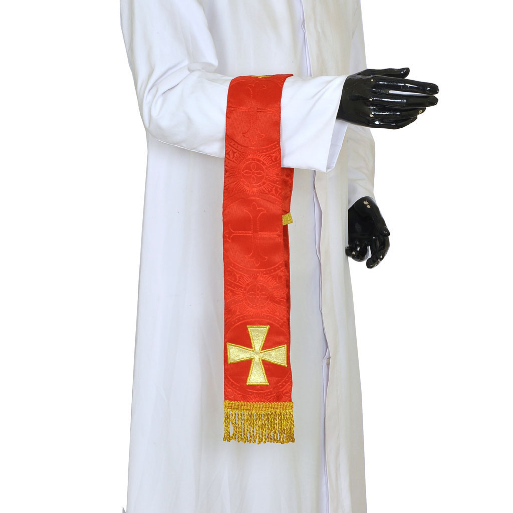Priest Maniples Red Maniple - Cross Appliqué