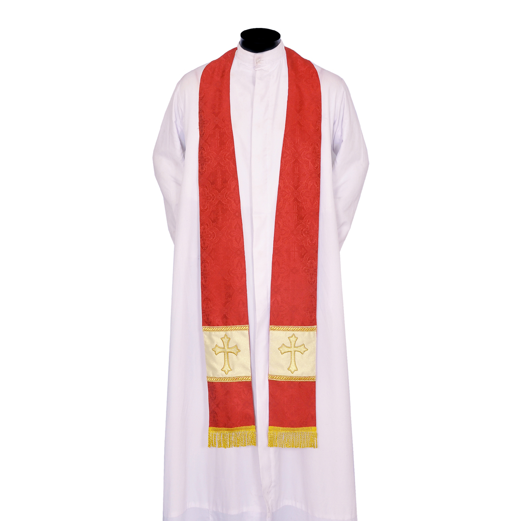 Priest Stoles Red - Priest Stole With Cross Embroidery
