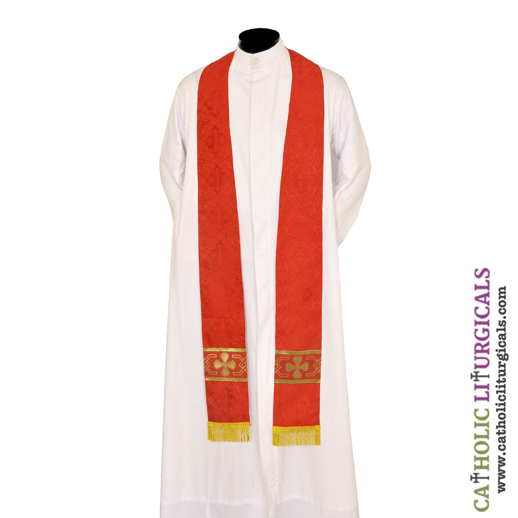 Priest Stoles Red - Priest Stole - Cross Orphreys