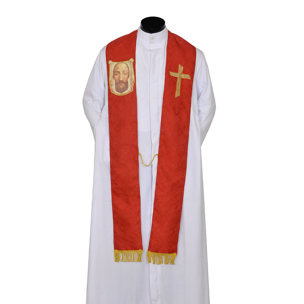 Priest Stoles Red Holy Face Of Jesus Priest Stole