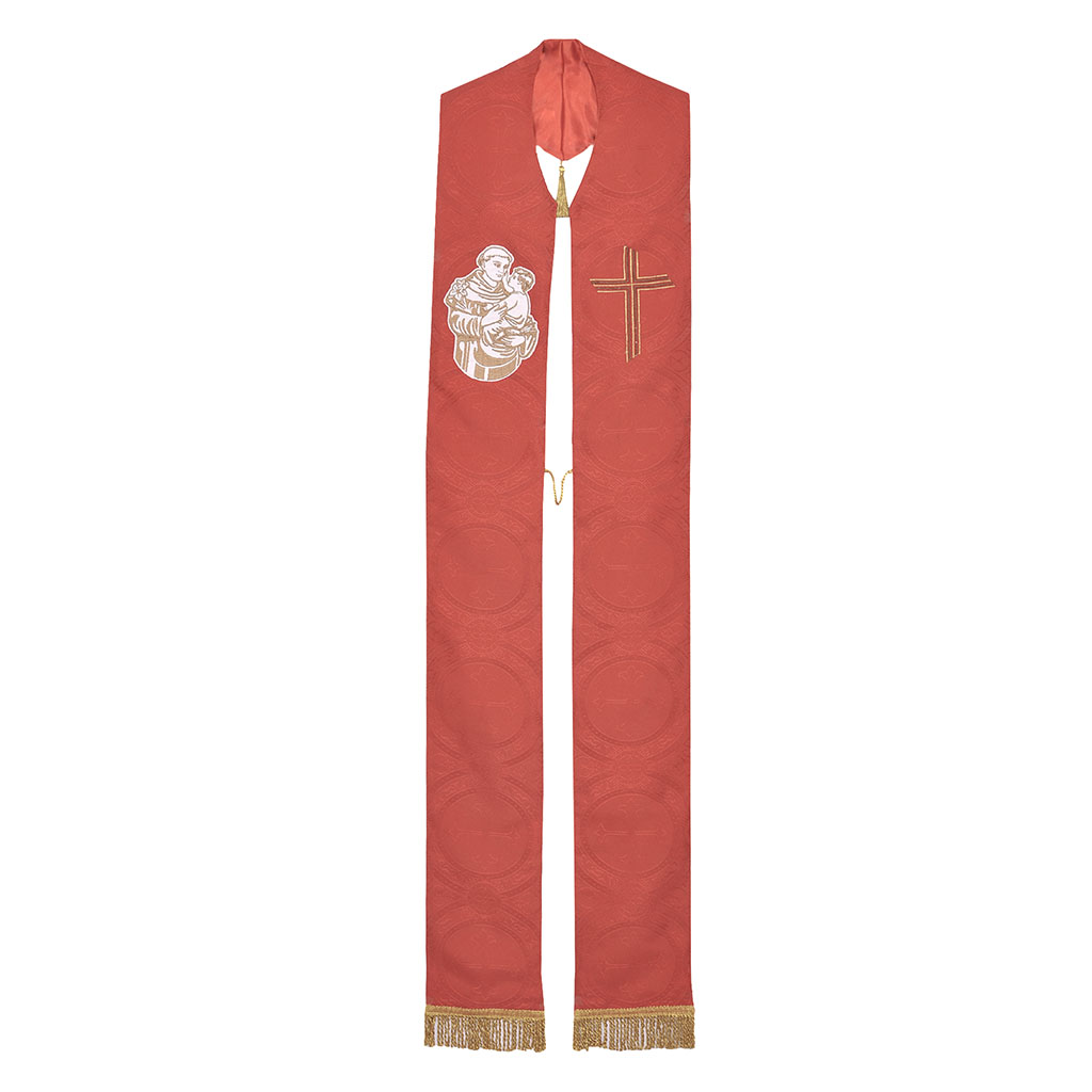 Priest Stoles St. Anthony Embroidered Red Stole
