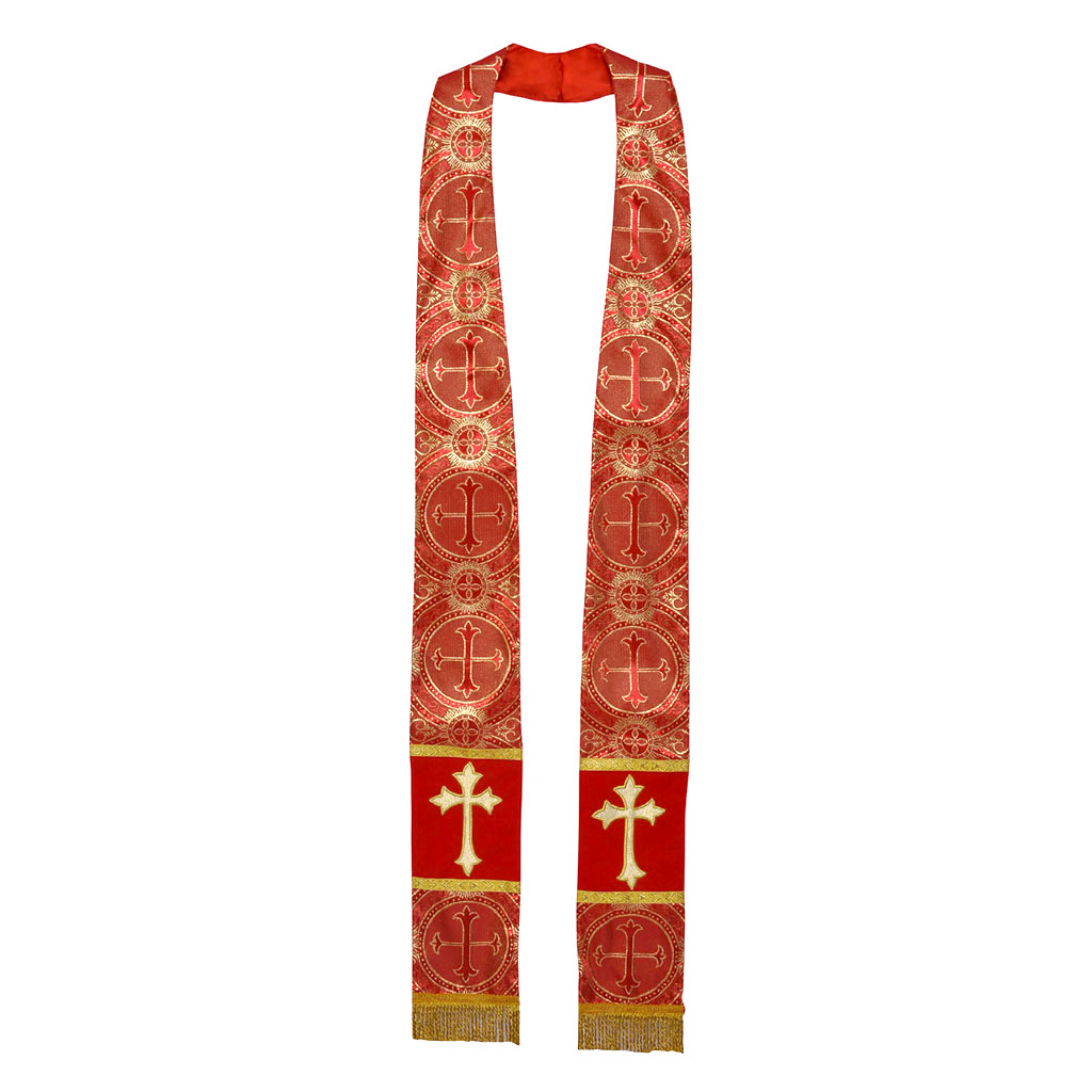 Priest Stoles Metallic Red Gold - Priest Stole