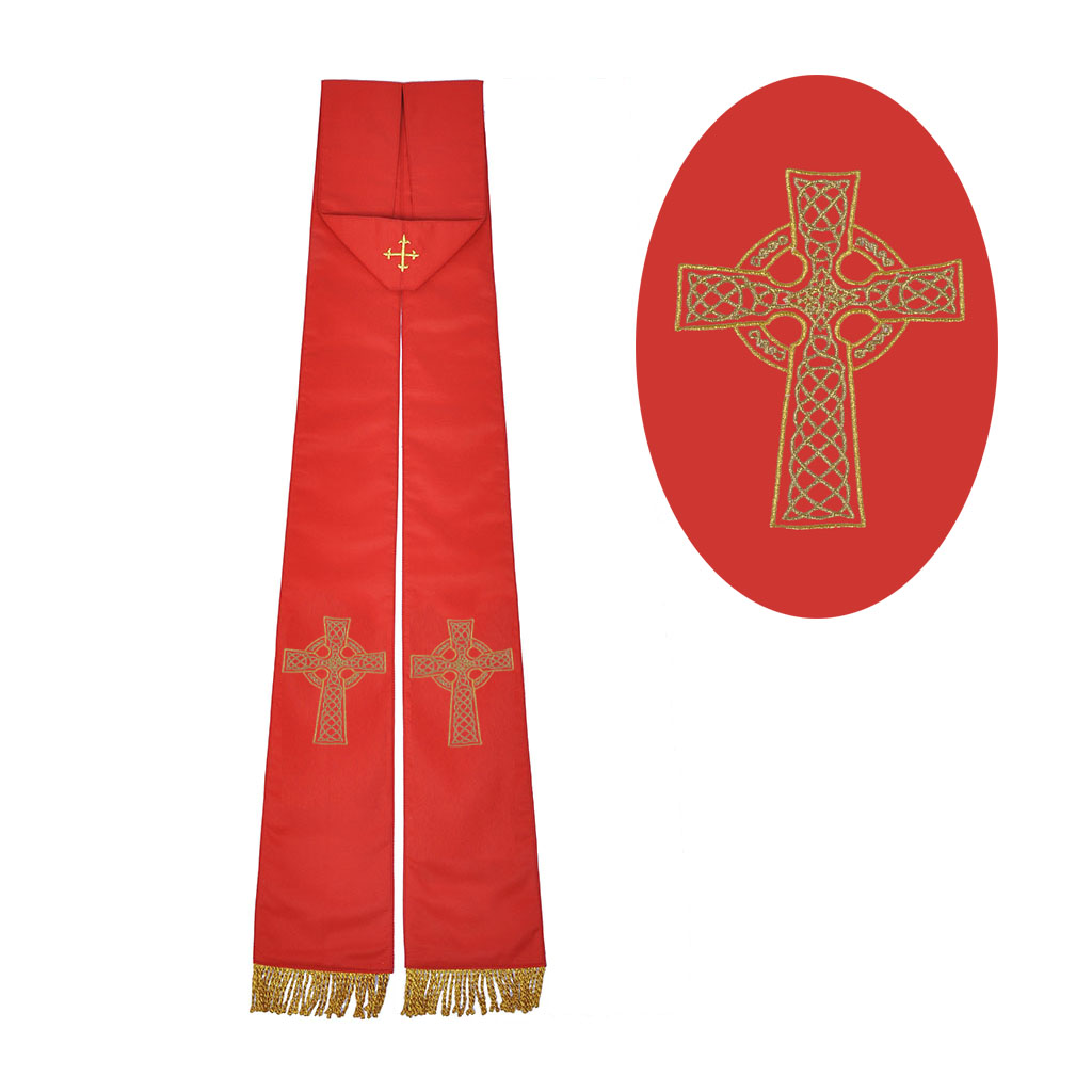 Priest Stoles M11: Red - Felt Interlined - Priest Stole