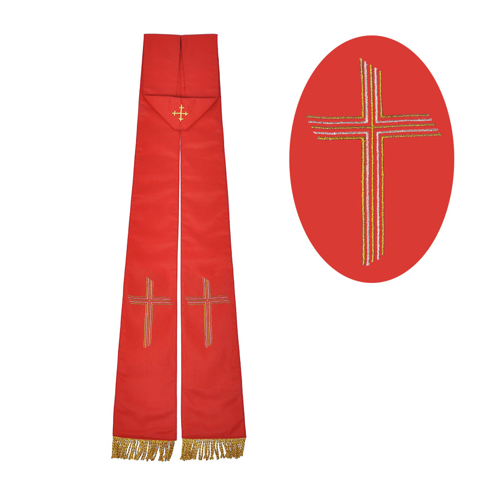 Priest Stoles M06: Red - Felt Interlined - Priest Stole