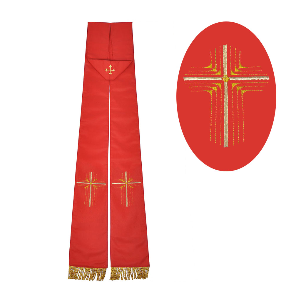 Priest Stoles M05: Red - Felt Interlined - Priest Stole