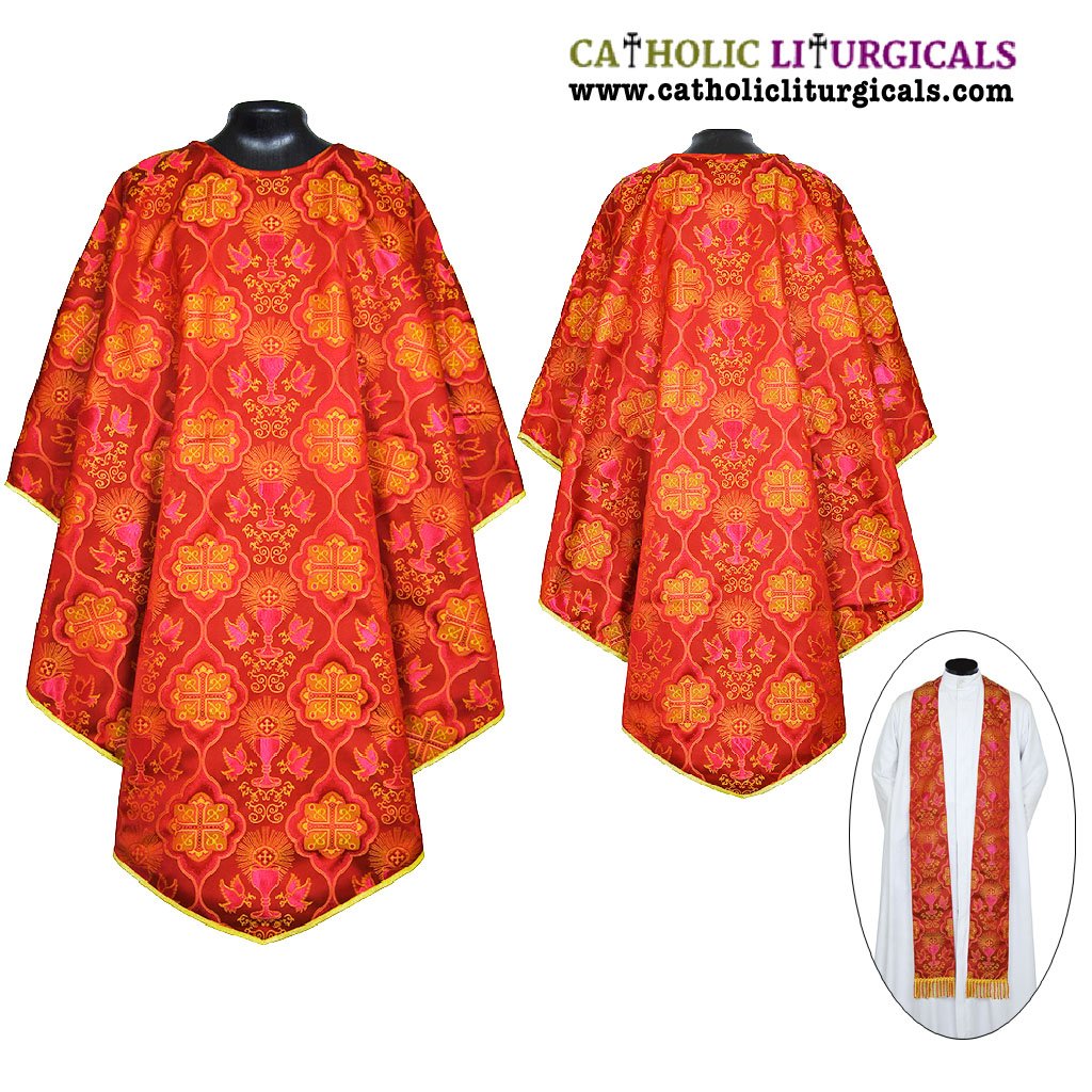 Pugin Style Chasubles Red Pugin Style Gothic Vestment & Stole
