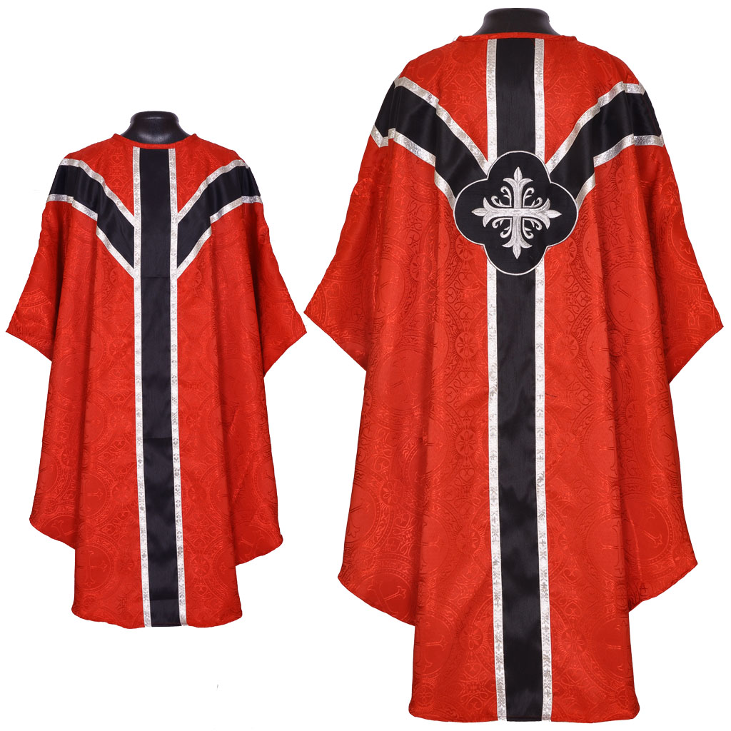 Gothic Chasubles Red with Black Gothic Vestment & Mass Set
