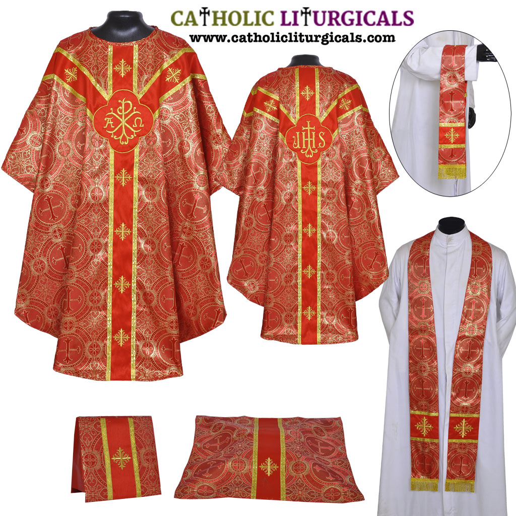 Gothic Chasubles Red Gothic Vestment & Low Mass Set