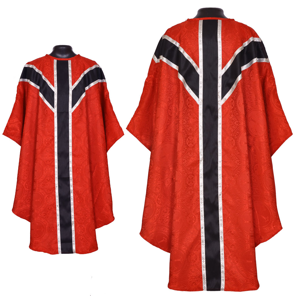 Gothic Chasubles Red with Black Gothic Vestment & Stole Set