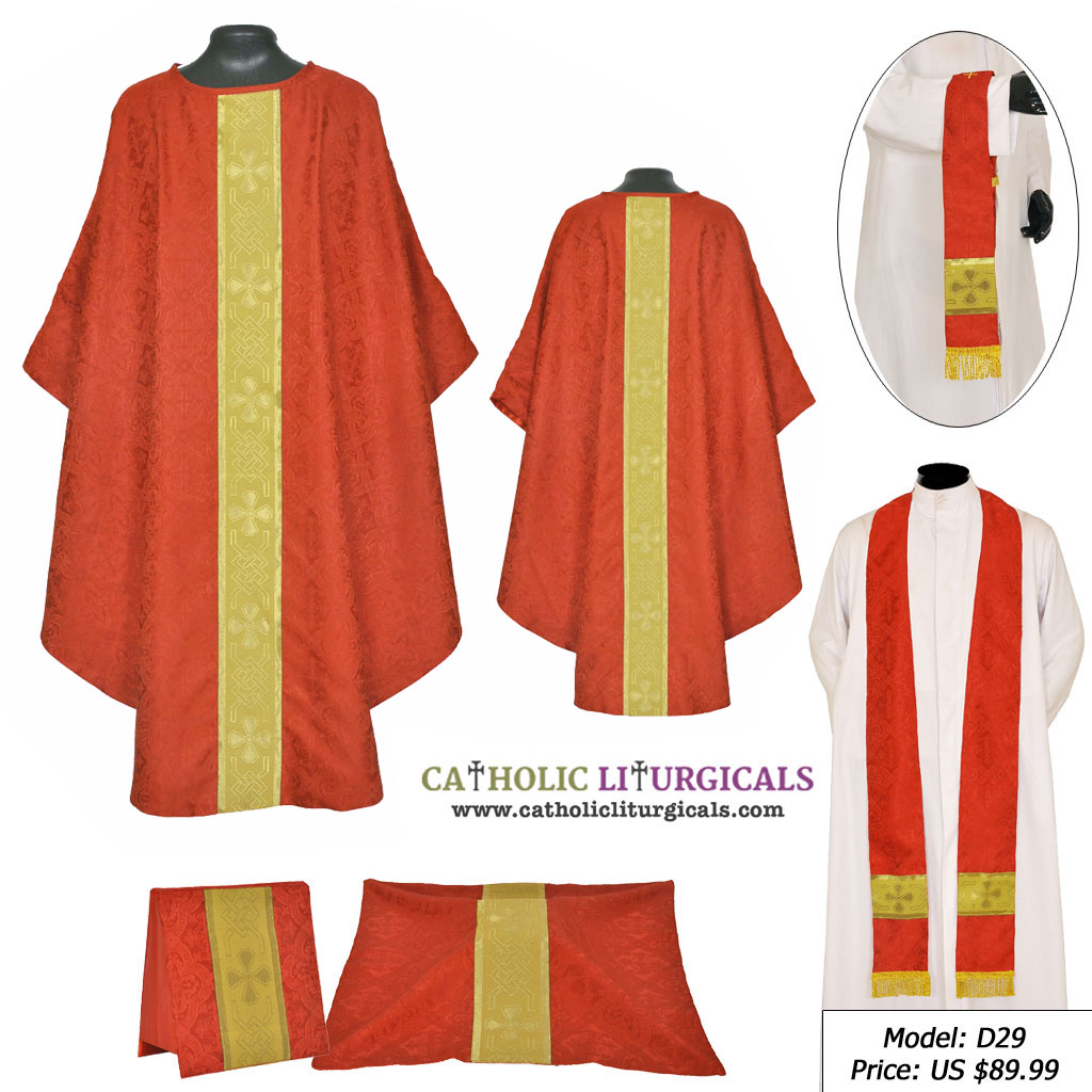 Gothic Chasubles MAA : Red Gothic Vestment & Mass Set