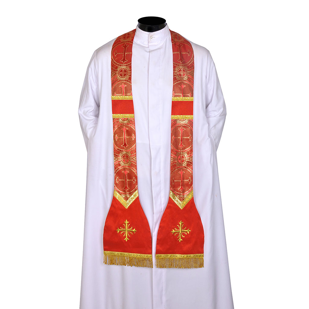 Priest Stoles Red - Priest Stole - Roman Model - Latin Mass
