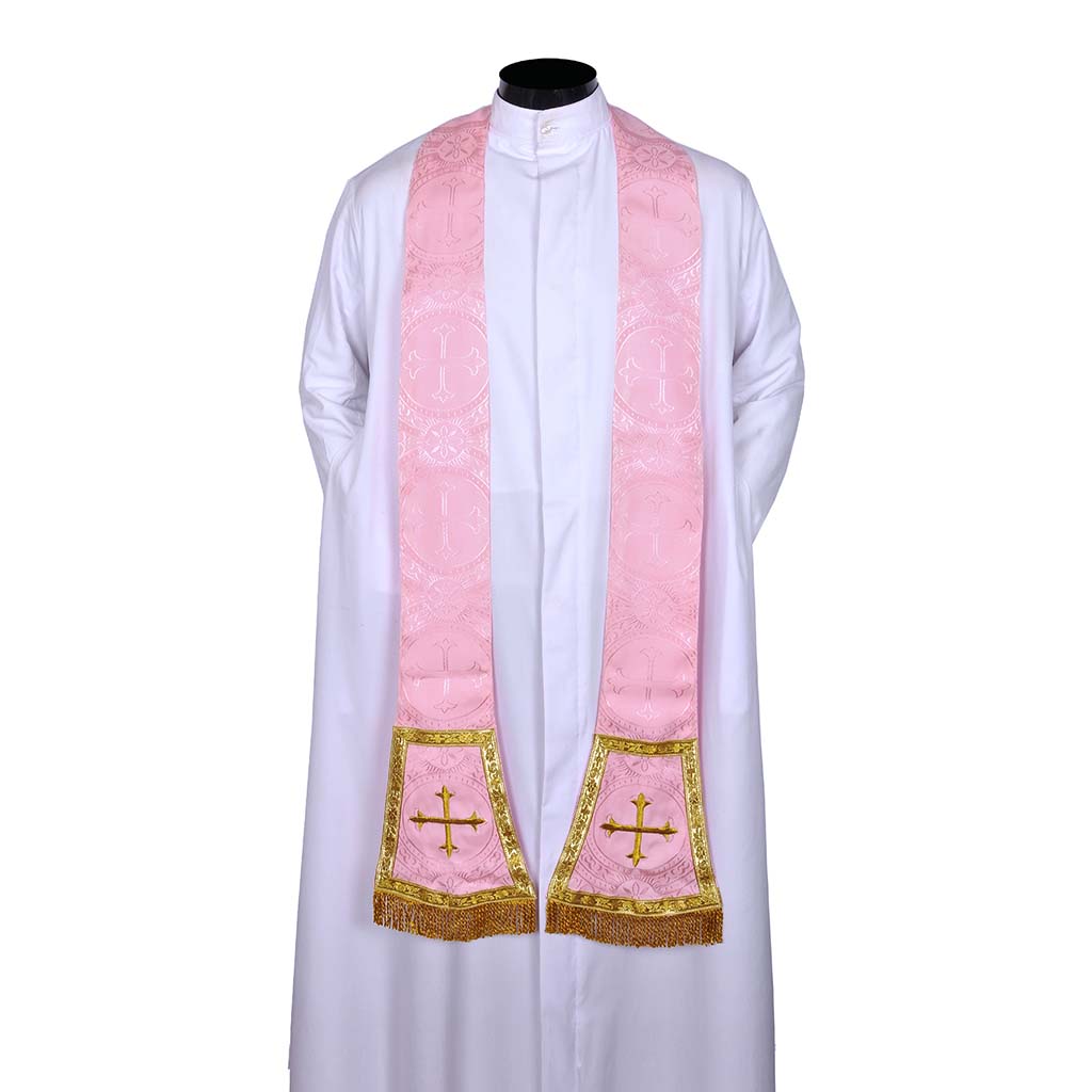 Priest Stoles Rose Priest Stole - Cross Embroidery