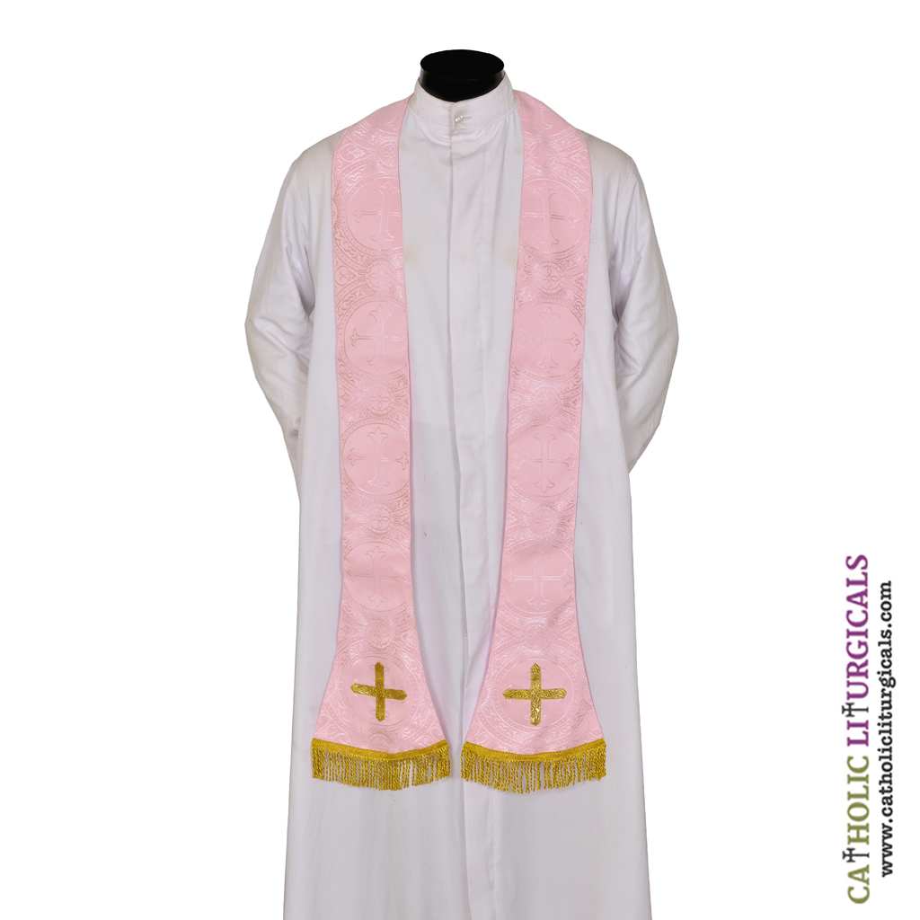 Priest Stoles Rose Priest Stole - Cross Design