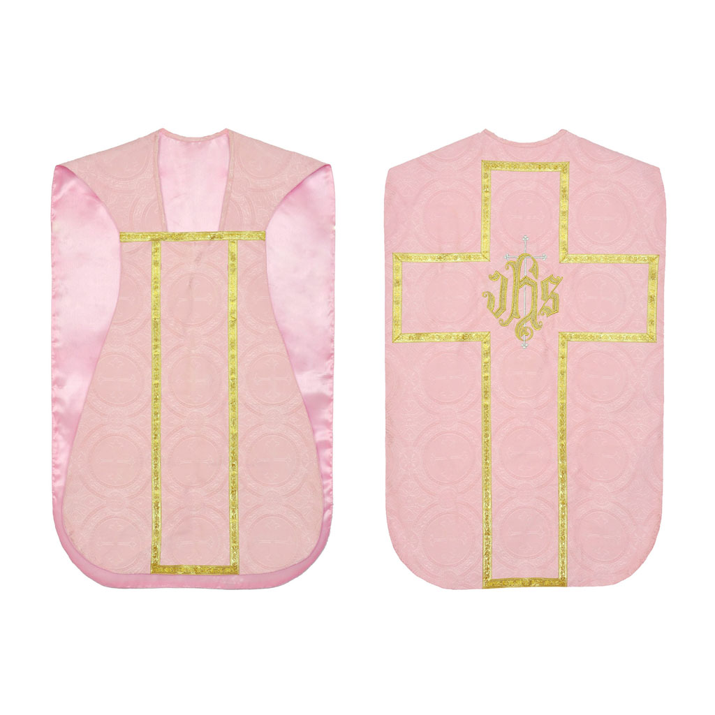 Fiddleback Chasubles Rose Chasuble & Low Mass Set