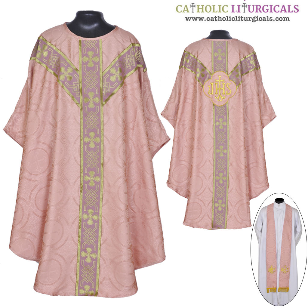 Lenten Offers MCI: Rose Gothic Vestment & Stole Set IHS