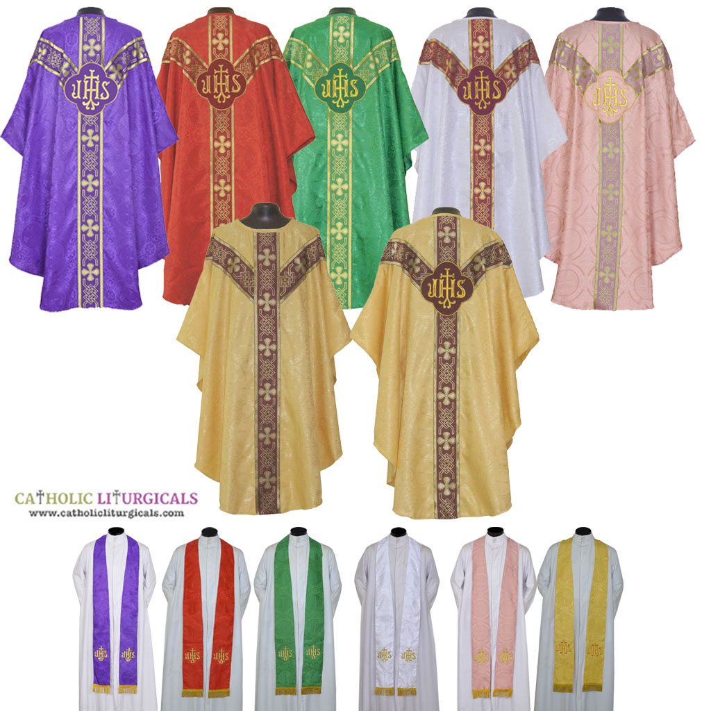 Gothic Chasubles Set of 6 - Vestment & Stole Sets - IHS