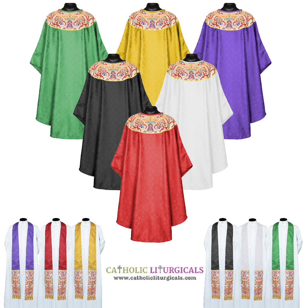 Gothic Chasubles Set of 6 - Chasubles with Coronation Tapestry
