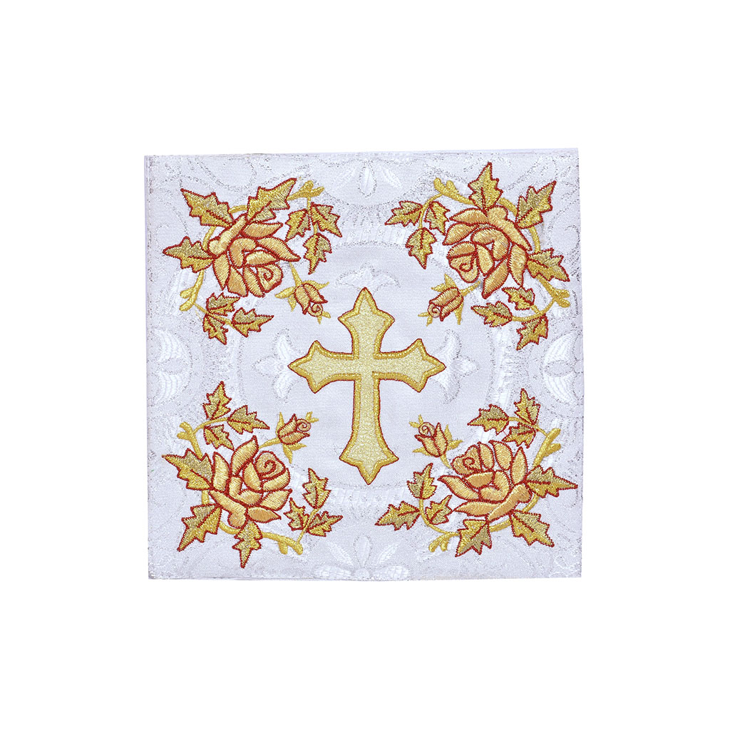 Chalice Palls Chalice Pall - White Silver - Rose Embroidery