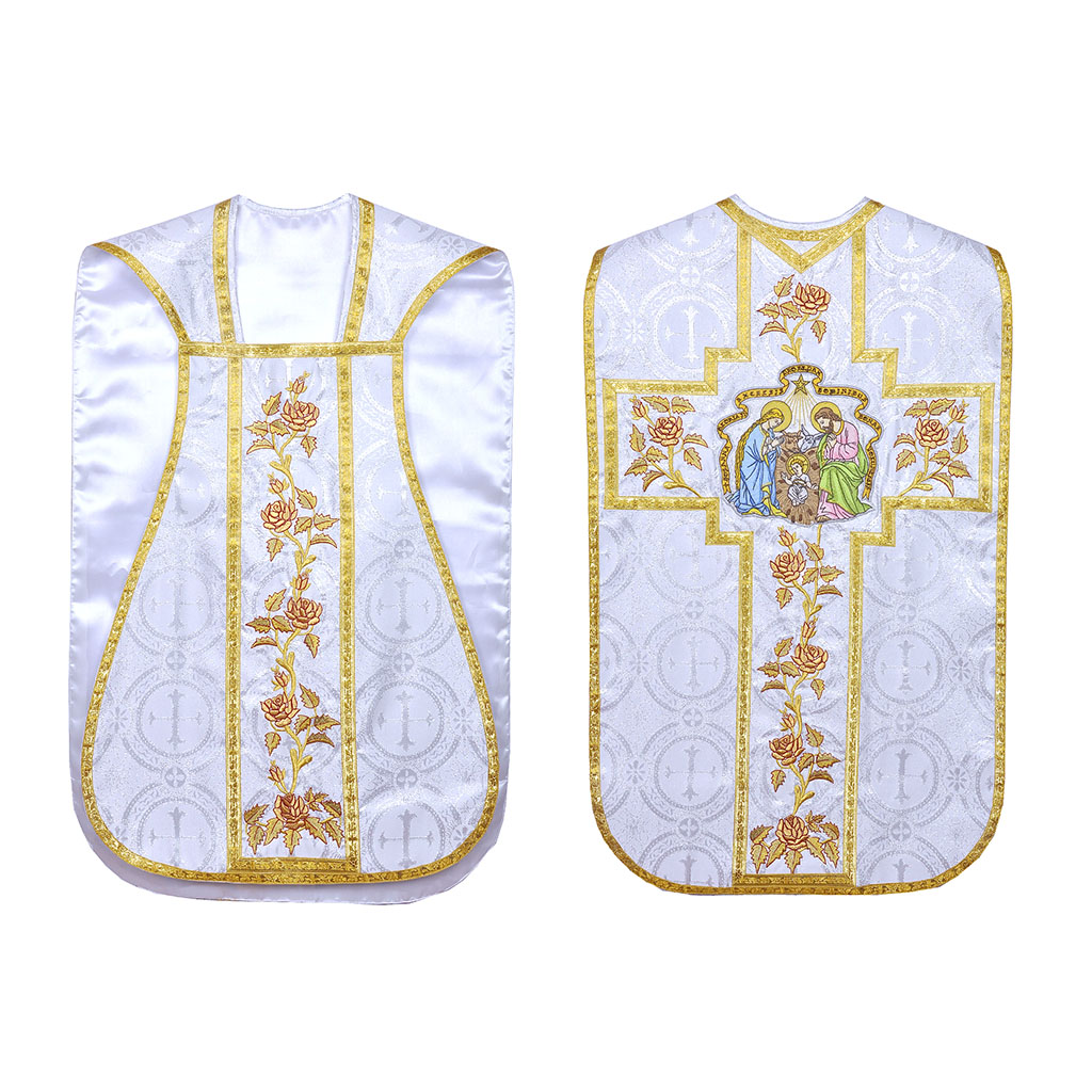 Fiddleback Chasubles White Silver Chasuble & Low Mass Set - XMAS