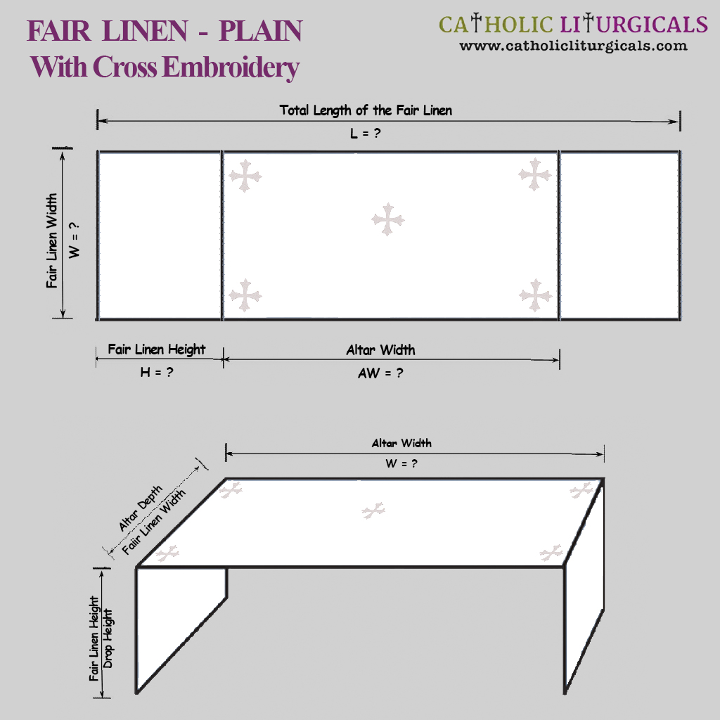 Altar Fair Linen Altar Fair Linen with 5 Crosses - Cotton