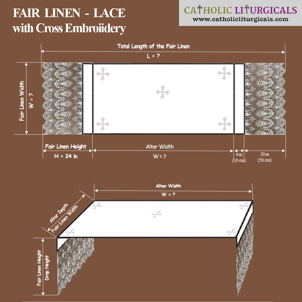 Altar Fair Linen Fair Linen with Crosses and Lace Hangings