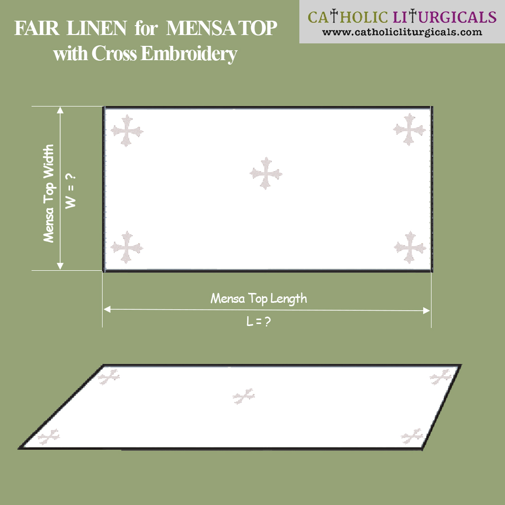 Altar Fair Linen Fair Linen - for Mensa Top - Cross Embroidery