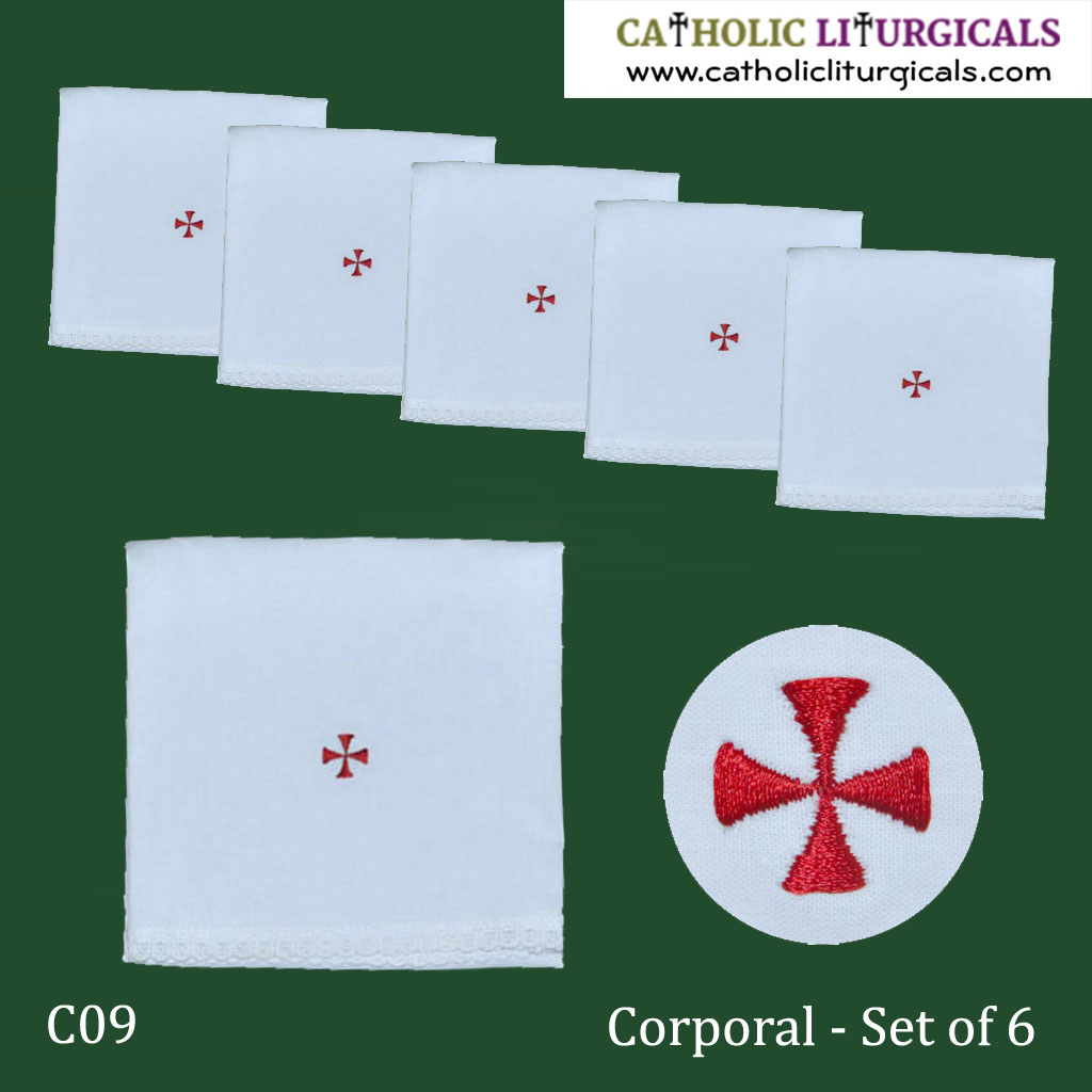 Altar Linens Set of 6 Cross Design Corporals 