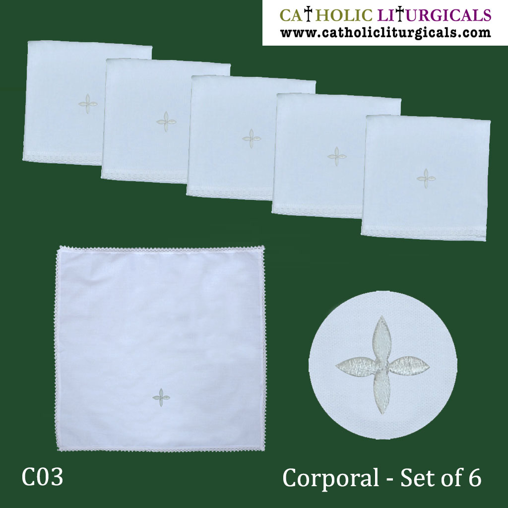 Altar Linens Set of 6 Cross Design Corporals