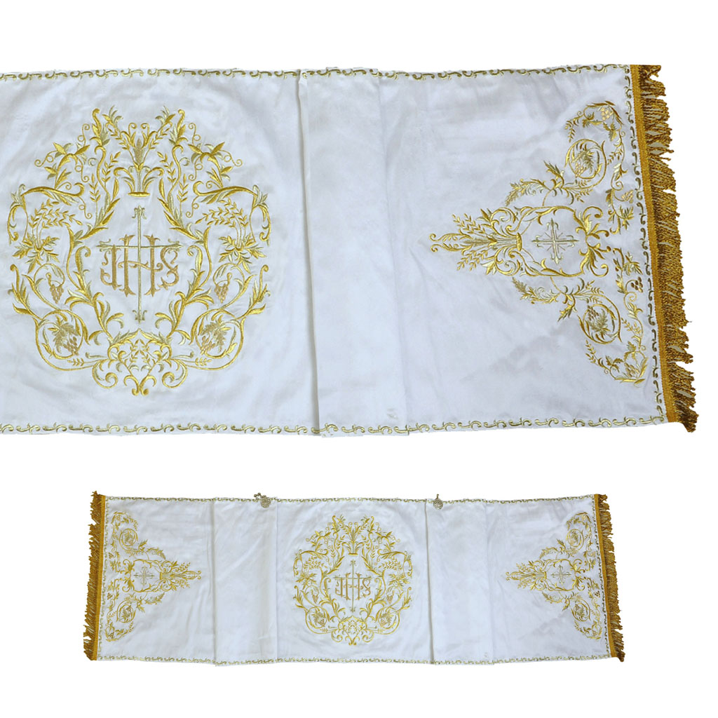 Humeral Veil White Humeral Veil Fully Embroidered - IHS