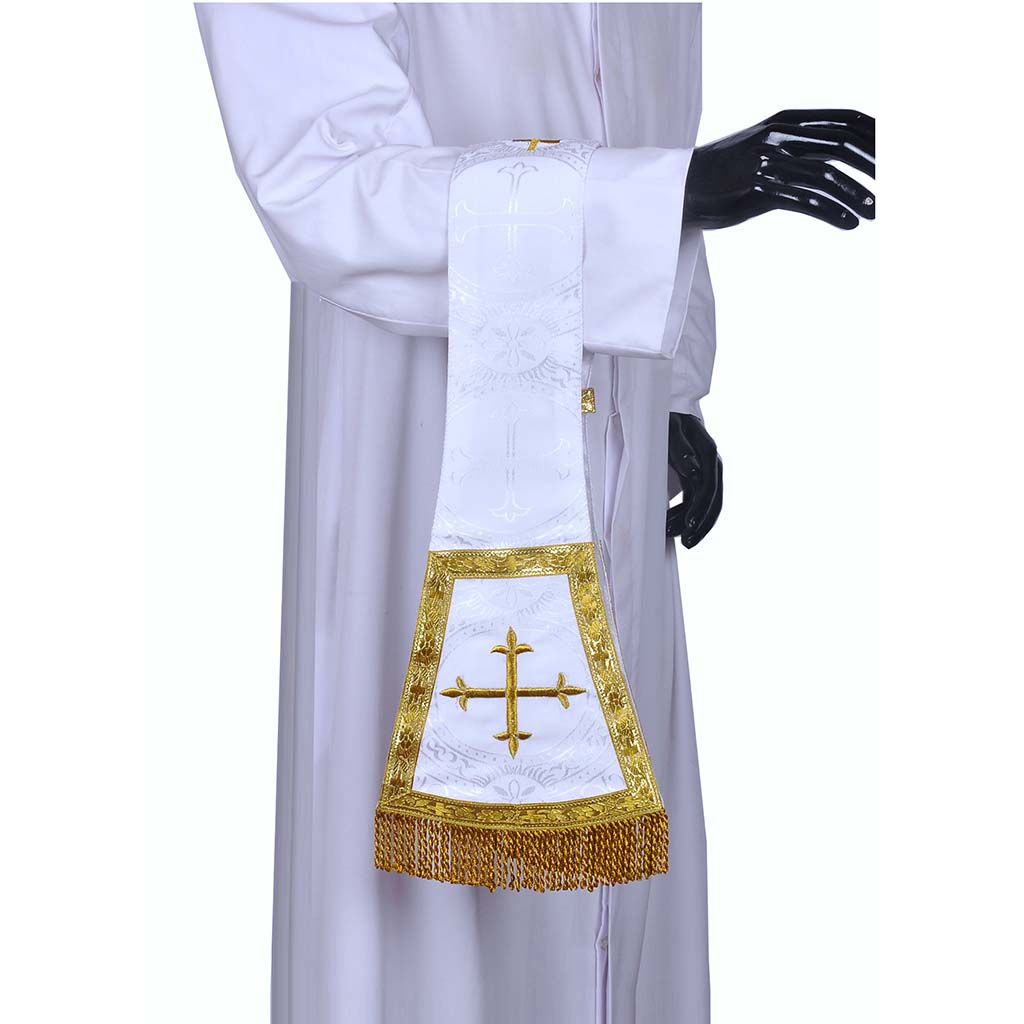 Priest Maniples White Maniple Cross Embroidered
