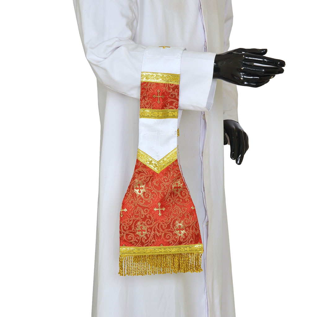 Priest Maniples White - Roman model - Latin Mass