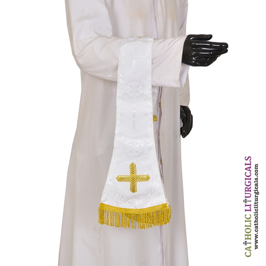 Priest Maniples White Maniple Cross Design