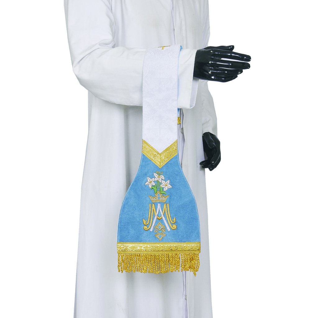 Priest Maniples White Maniple Ave Maria Embroidered
