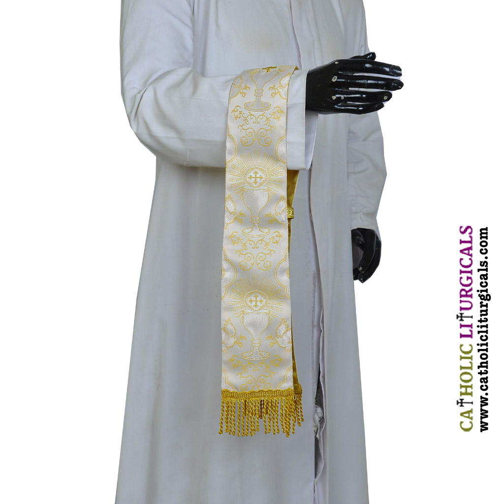 Priest Maniples White Maniple  - Chalice Design