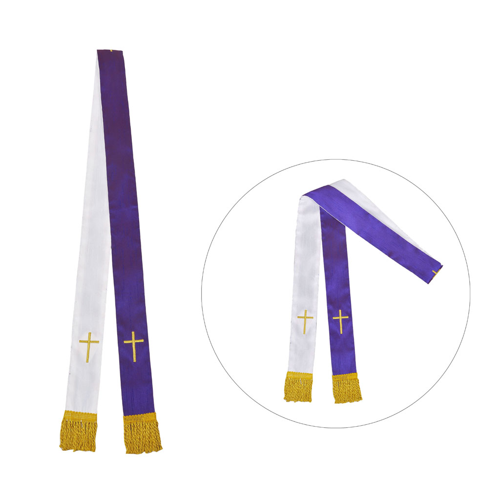 Priest Stoles Reversible Purple & White - Travel Stole