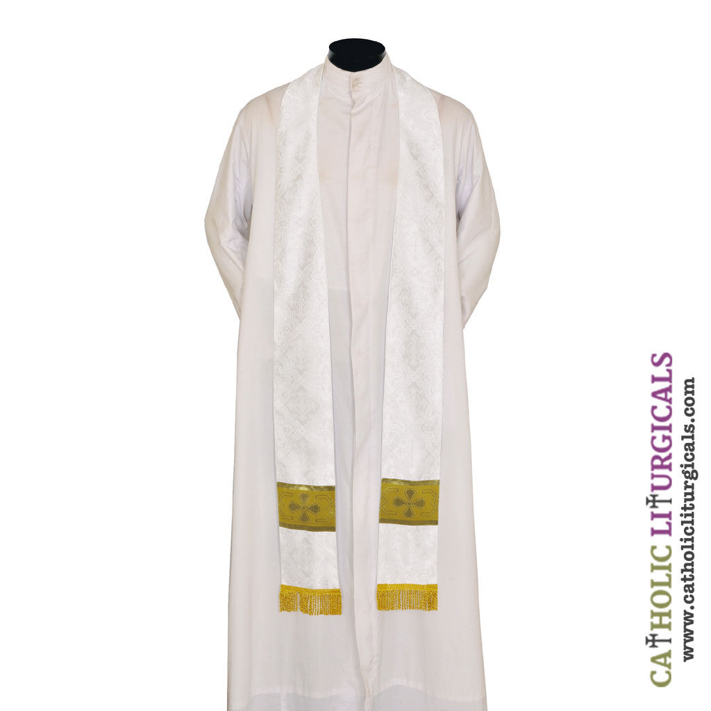 Priest Stoles White - Priest Stole - Cross Orphreys