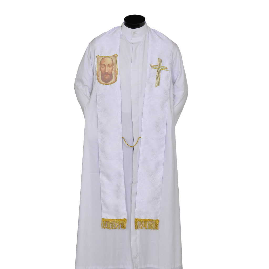 Priest Stoles White Holy Face Of Jesus Priest Stole