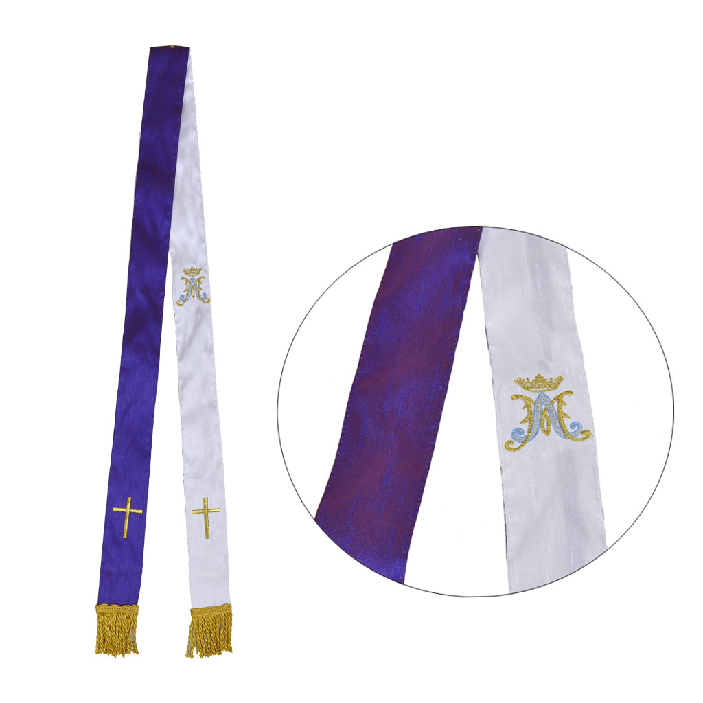 Priest Stoles Reversible Purple & White - Travel Stole - AM