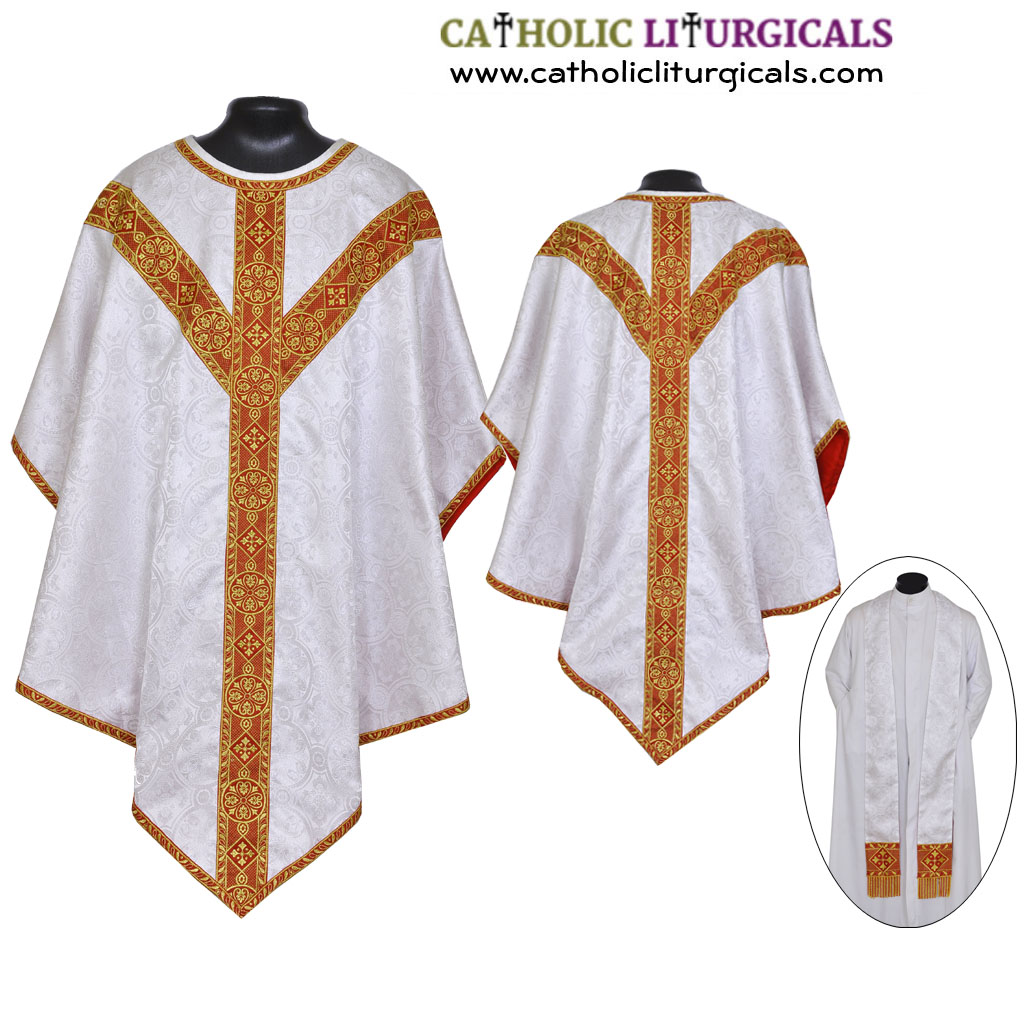 Pugin Style Chasubles White Pugin Style Gothic Vestment & Stole